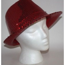SOMETHING SPECIAL Dress Party Hat Sz ML RED HAT SOCIETY Denim Sequins Trim EUC  eb-81184656